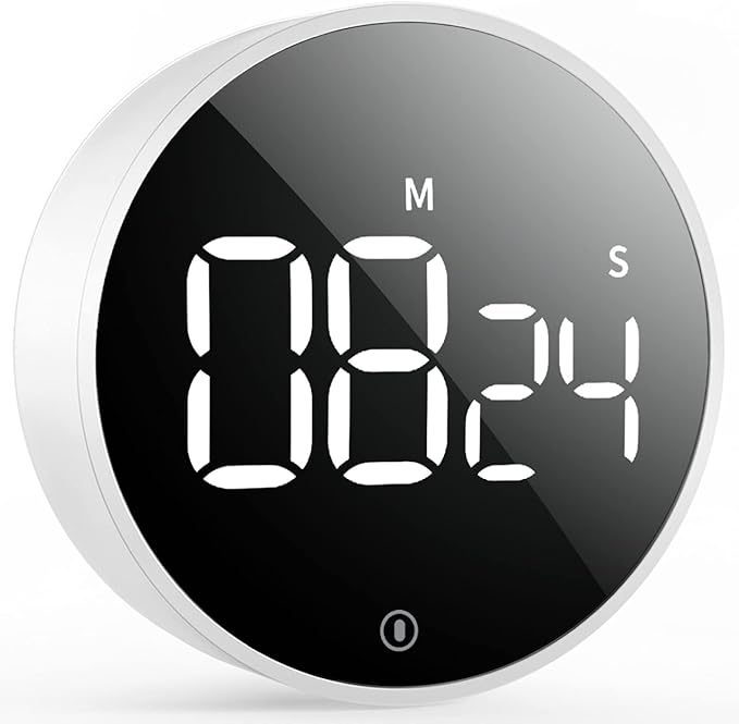 VOCOO Digital Kitchen Timer - Magnetic Countdown Countup Timer with Large LED Display Volume Adjustable, Easy for Cooking and for Seniors and Kids to Use (White)