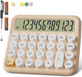 Mechanical Calculator 12 Digit Extra Large 5-Inch LCD Display, DECKLIT Battery Desk Calculator, Big Buttons Easy to Press Use as Office Calculators Desktop, 15°Tilt Screen for Kids Calculator(Cream)