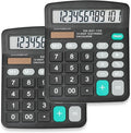 2 Pack Calculator Bulk, 12 Digits Calculators Desktop with Large LCD Display and Sensitive Butto, Solar and Battery Dual Power, Desk Calculator