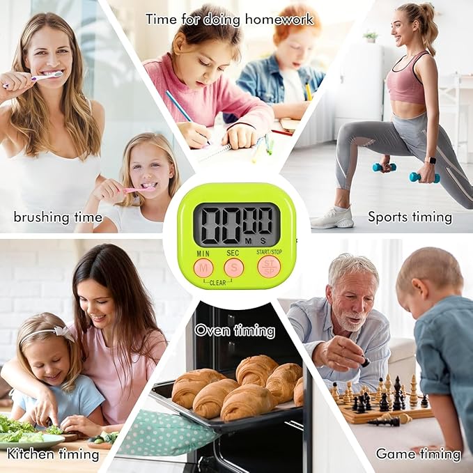 12 Pack Multi-Function Electronic Timer, Learning Management, Suitable for Kitchen, Study, Work, Exercise Training, Outdoor Activities(not Including Battery)