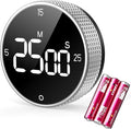 Digital Kitchen Timer with Magnetic, Large LED Display Countdown/Countup Timer, Pomodoro Preset 5/15/25 Mins, Volume & Brightness Adjustable for Cooking Baking Working Studying Silver