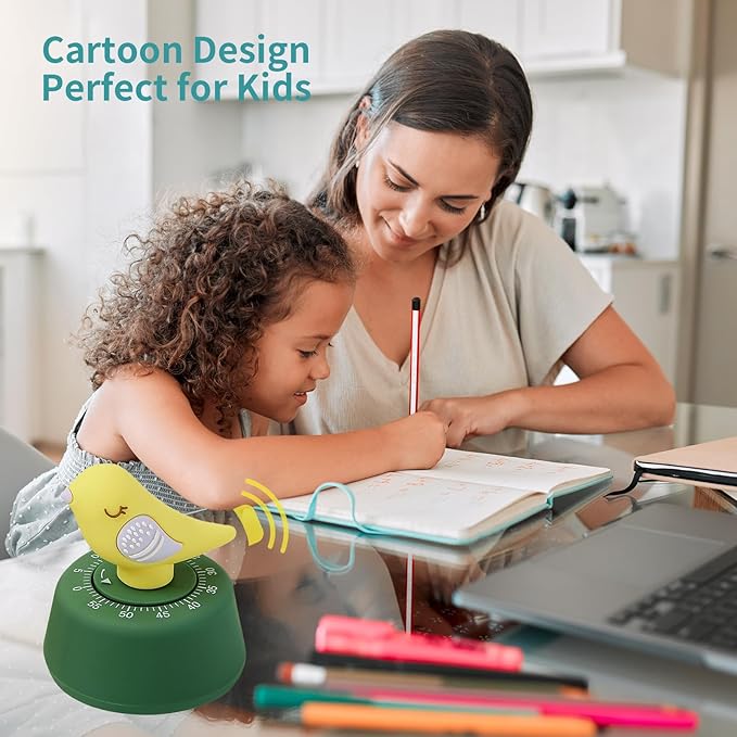 Mechanical Kitchen Timer, Cute Timer for Kids, Wind Up 60 Minutes Manual Countdown for Classroom, Home, Study and Cooking