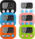 6 Pack Multi-Function Electronic Timer, Colorful Kitchen Timers Digital Magnetic, Countdown Timer, Big LCD Display Loud Alarm Kitchen Timers for Cooking, Bathing, Gym, Meeting, Classroom